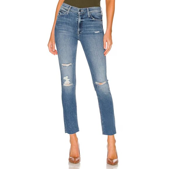 MOTHER Denim - Mother Womens Size 26 Mid Rise Dazzler Ankle Fray Weekend Warrior Color